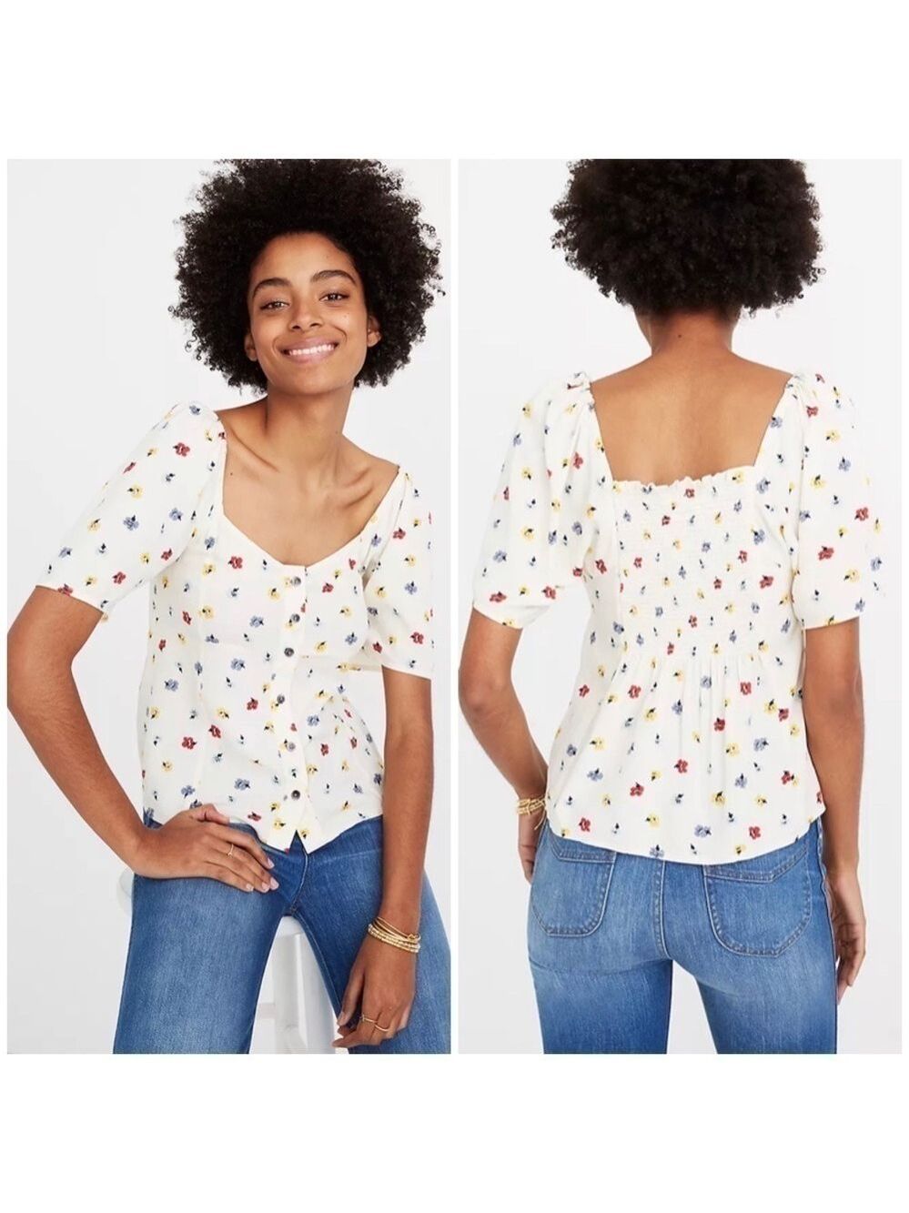 MADEWELL Seamed Button-down Shirt in Confetti Floral